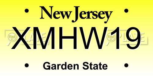 XMHW19 New Jersey License Plate