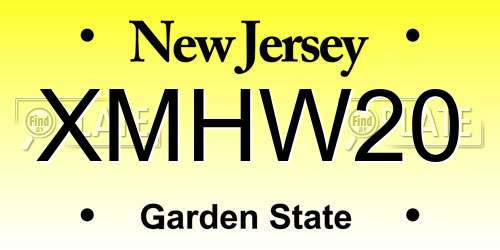 XMHW20 New Jersey License Plate