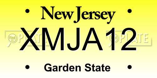 XMJA12 New Jersey License Plate