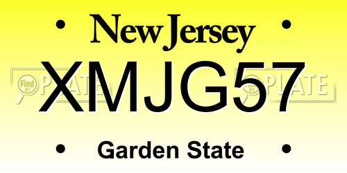 XMJG57 New Jersey License Plate