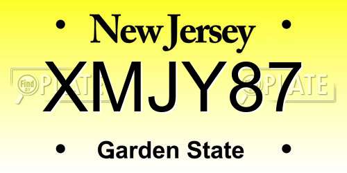 XMJY87 New Jersey License Plate