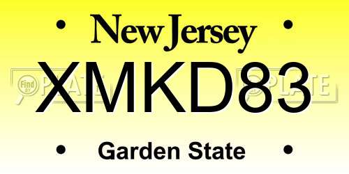 XMKD83 New Jersey License Plate