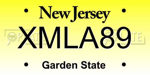 XMLA89 New Jersey License Plate