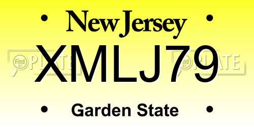 XMLJ79 New Jersey License Plate