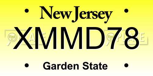 XMMD78 New Jersey License Plate