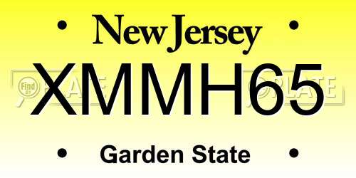 XMMH65 New Jersey License Plate