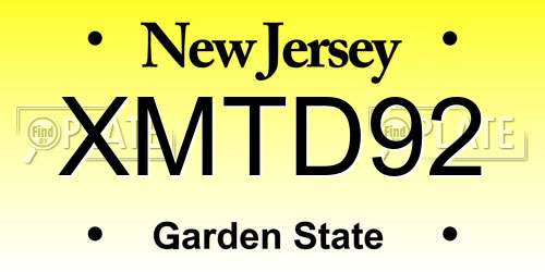 XMTD92 New Jersey License Plate