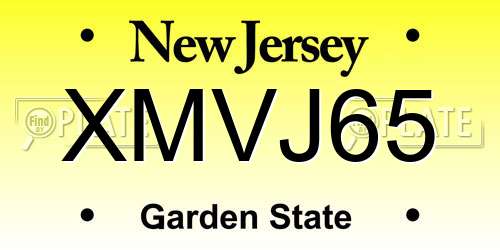 XMVJ65 New Jersey License Plate