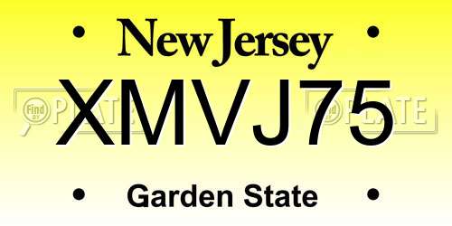 XMVJ75 New Jersey License Plate