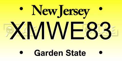 XMWE83 New Jersey License Plate