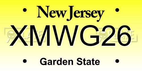 XMWG26 New Jersey License Plate