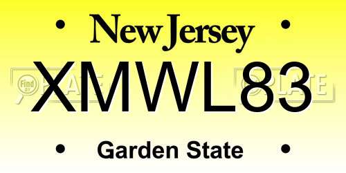 XMWL83 New Jersey License Plate