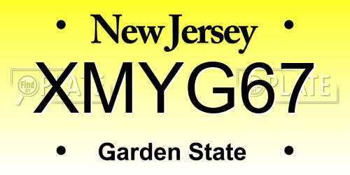 XMYG67 New Jersey License Plate
