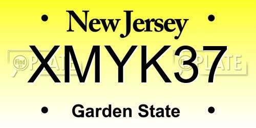 XMYK37 New Jersey License Plate