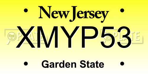XMYP53 New Jersey License Plate