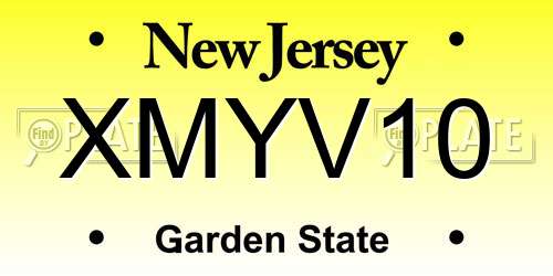 XMYV10 New Jersey License Plate
