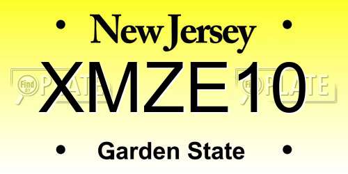 XMZE10 New Jersey License Plate