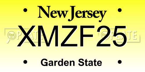 XMZF25 New Jersey License Plate