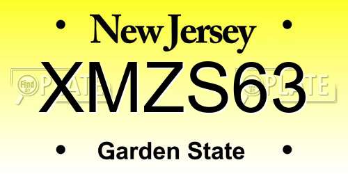 XMZS63 New Jersey License Plate
