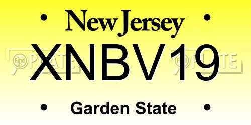 XNBV19 New Jersey License Plate