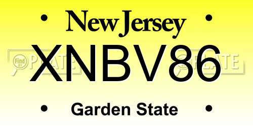 XNBV86 New Jersey License Plate