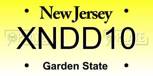 XNDD10 New Jersey License Plate