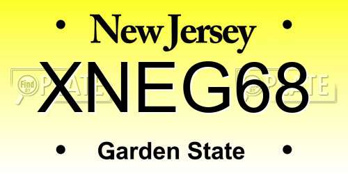 XNEG68 New Jersey License Plate