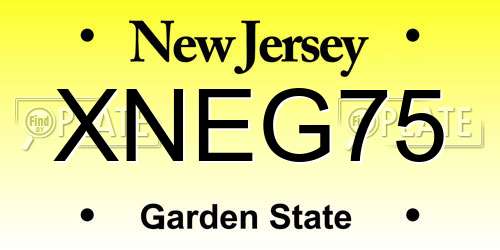 XNEG75 New Jersey License Plate