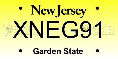 XNEG91 New Jersey License Plate