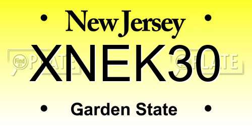 XNEK30 New Jersey License Plate