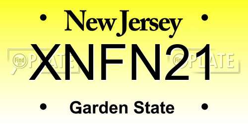 XNFN21 New Jersey License Plate