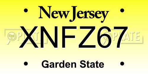 XNFZ67 New Jersey License Plate