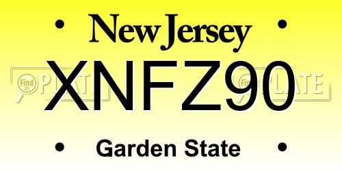 XNFZ90 New Jersey License Plate