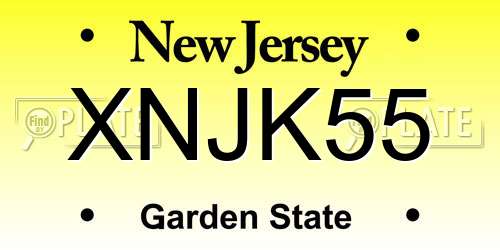 XNJK55 New Jersey License Plate