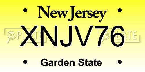 XNJV76 New Jersey License Plate