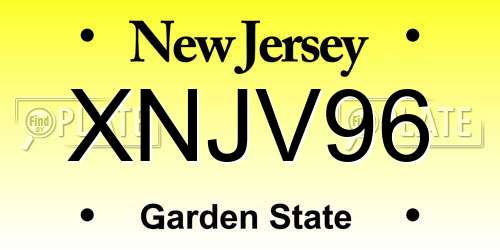 XNJV96 New Jersey License Plate