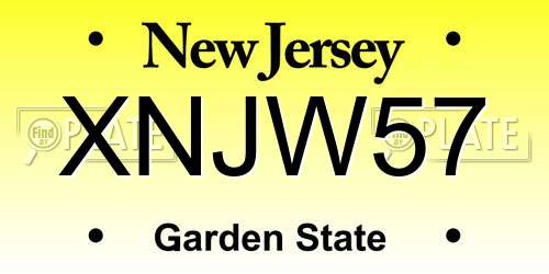 XNJW57 New Jersey License Plate