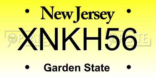 XNKH56 New Jersey License Plate