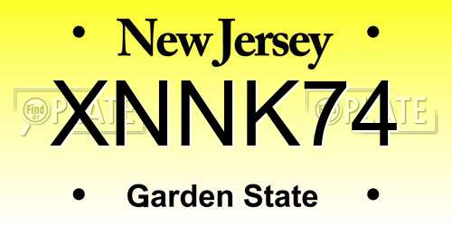 XNNK74 New Jersey License Plate