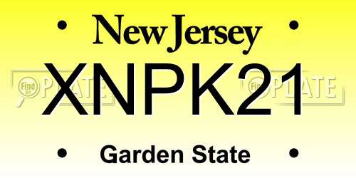 XNPK21 New Jersey License Plate