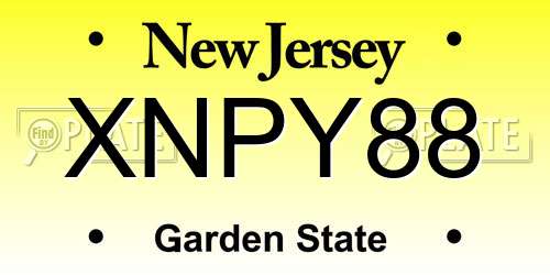 XNPY88 New Jersey License Plate