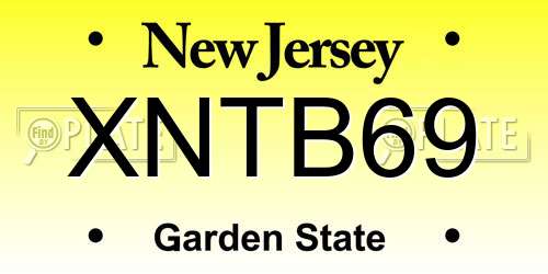 XNTB69 New Jersey License Plate