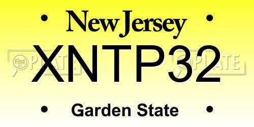 XNTP32 New Jersey License Plate