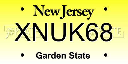 XNUK68 New Jersey License Plate