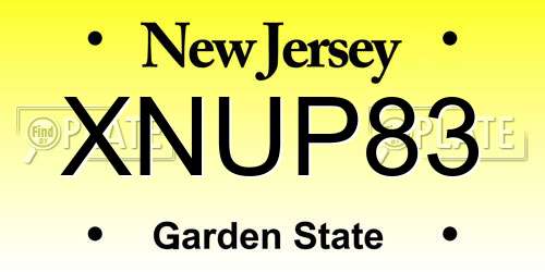 XNUP83 New Jersey License Plate