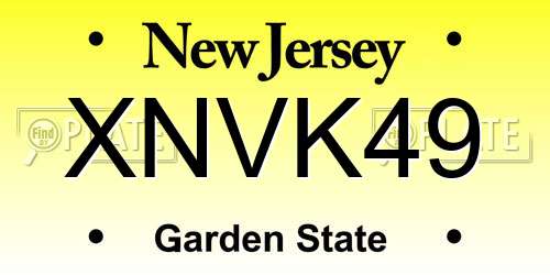 XNVK49 New Jersey License Plate
