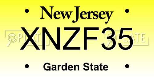XNZF35 New Jersey License Plate
