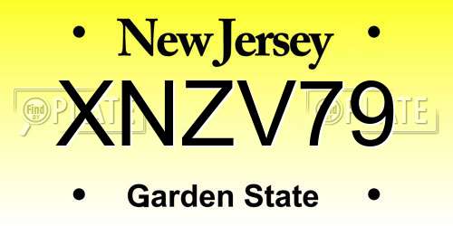 XNZV79 New Jersey License Plate