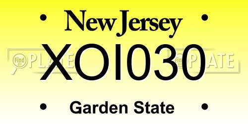 XOI030 New Jersey License Plate