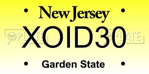 XOID30 New Jersey License Plate